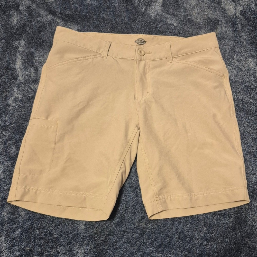 Dickies Womens Performance Work Shorts Khaki Tan Stretch Utility Size 4 SRF100ST